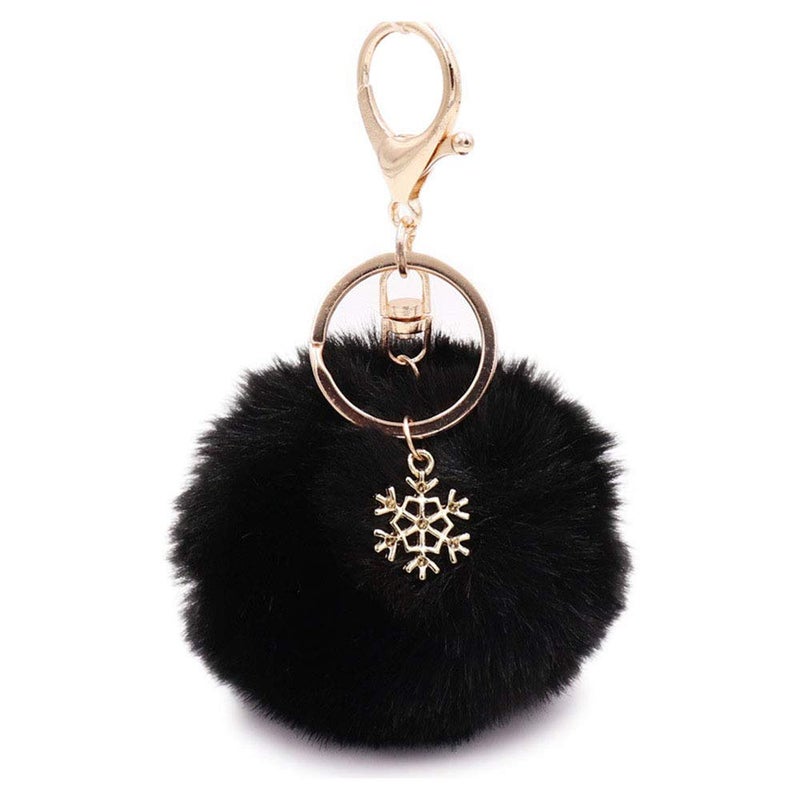 Kinglighten Pom Pom Keychain Artificial Fur Ball Keychain Fluffy Accessories Car Bag Charm (black) - Image 1